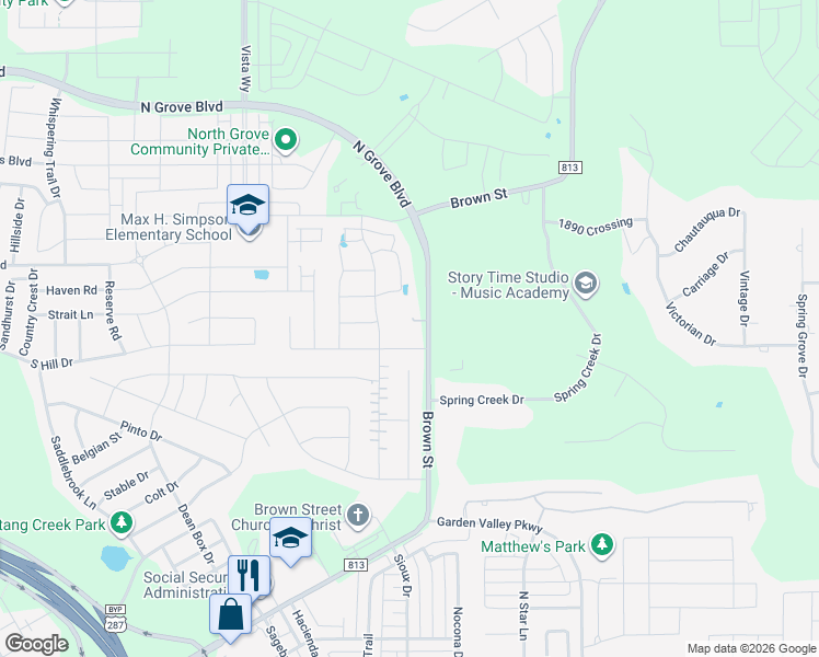map of restaurants, bars, coffee shops, grocery stores, and more near 609 Bush Avenue in Waxahachie