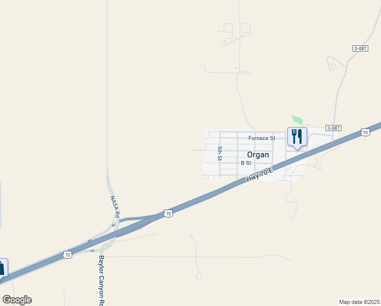 map of restaurants, bars, coffee shops, grocery stores, and more near in Organ