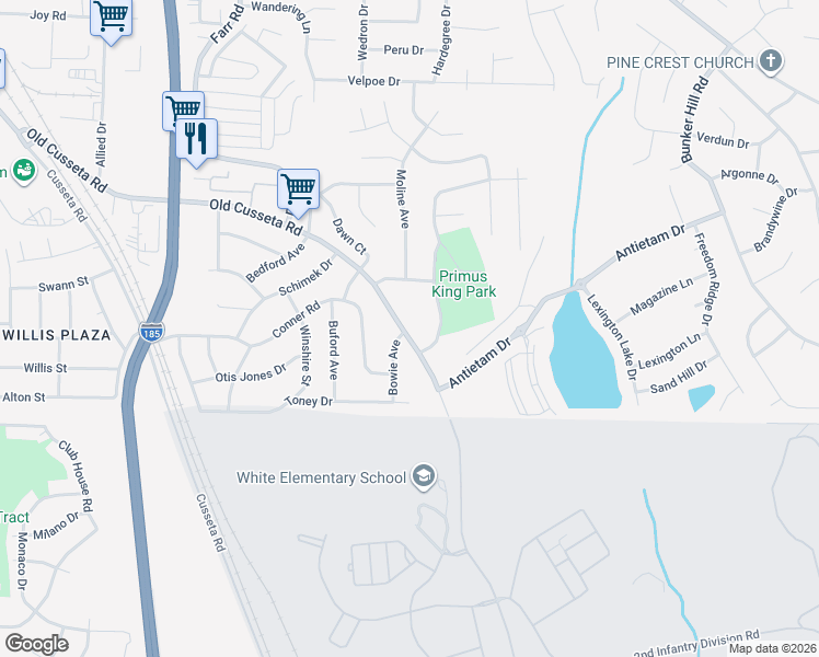 map of restaurants, bars, coffee shops, grocery stores, and more near 1447 Staunton Drive in Columbus