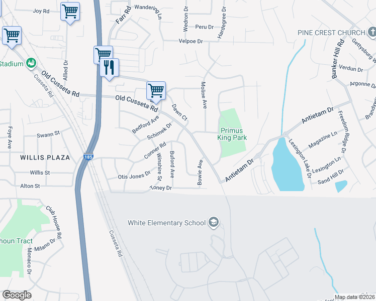 map of restaurants, bars, coffee shops, grocery stores, and more near 4848 Conner Road in Columbus