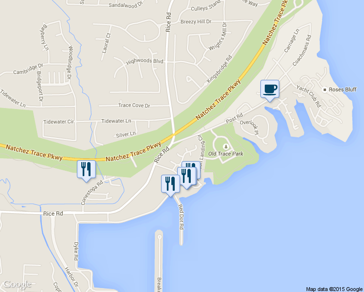 map of restaurants, bars, coffee shops, grocery stores, and more near 105 Alicetown Cove in Ridgeland