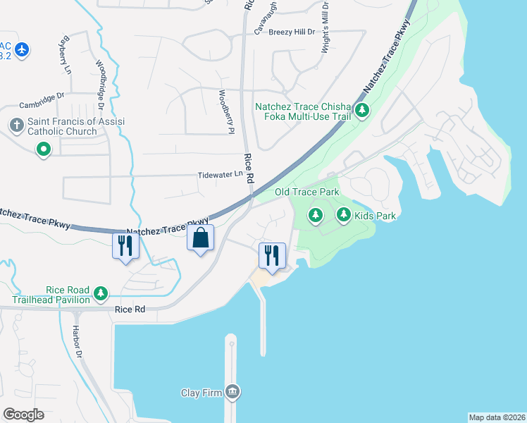 map of restaurants, bars, coffee shops, grocery stores, and more near 105 Alicetown Cove in Ridgeland