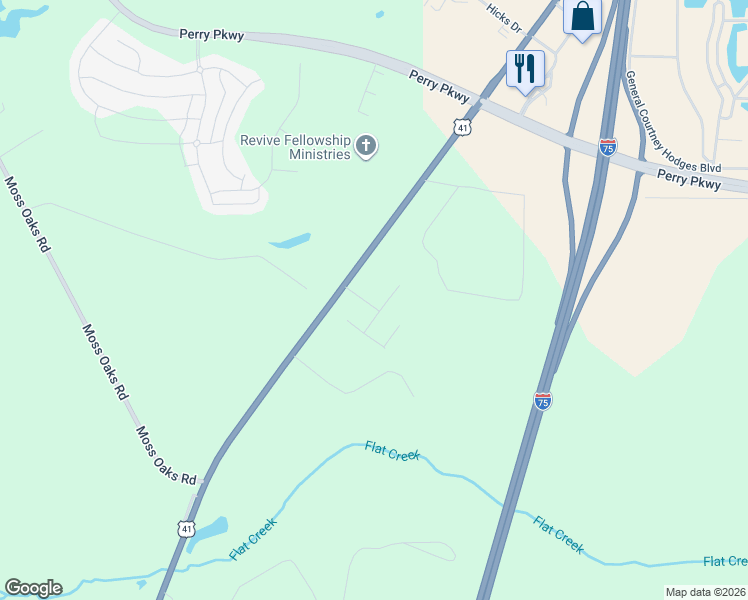 map of restaurants, bars, coffee shops, grocery stores, and more near 102 Watts Drive in Perry