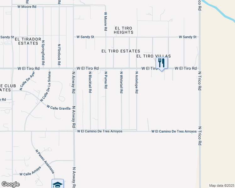 map of restaurants, bars, coffee shops, grocery stores, and more near 12241 North Whitetail Road in Marana