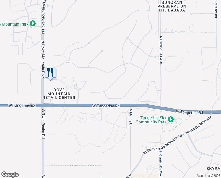 map of restaurants, bars, coffee shops, grocery stores, and more near 12093 North Golden Mirror Drive in Marana
