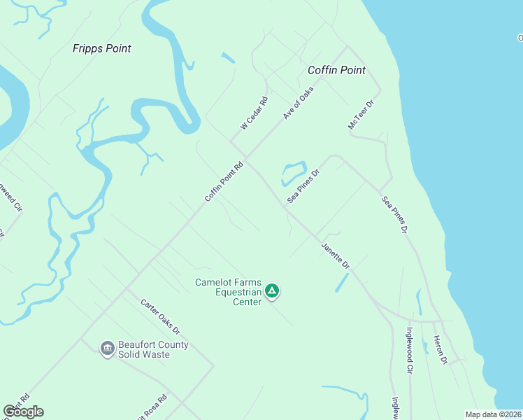 map of restaurants, bars, coffee shops, grocery stores, and more near 26 Janette Drive in Saint Helena Island