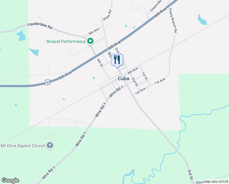 map of restaurants, bars, coffee shops, grocery stores, and more near 202 4th Street in Cuba