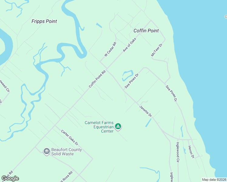 map of restaurants, bars, coffee shops, grocery stores, and more near 26 Janette Drive in Saint Helena Island