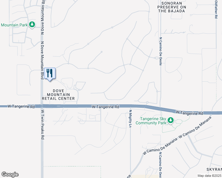 map of restaurants, bars, coffee shops, grocery stores, and more near 12090 North Golden Mirror Drive in Marana