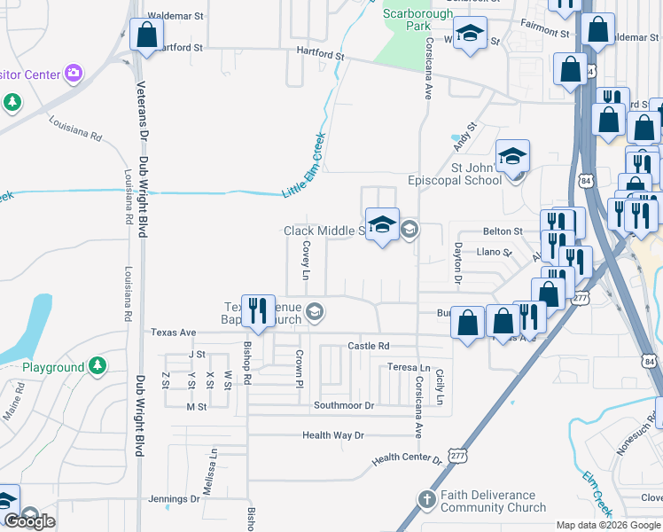 map of restaurants, bars, coffee shops, grocery stores, and more near 1673 Chachalaca Lane in Abilene