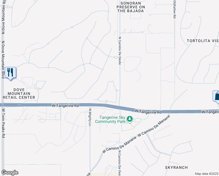 map of restaurants, bars, coffee shops, grocery stores, and more near 12201-12713 N Cam De Oeste in Oro Valley