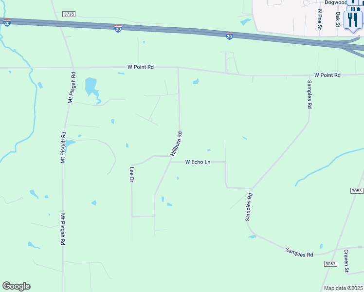 map of restaurants, bars, coffee shops, grocery stores, and more near 509 Hillburn Road in Kilgore