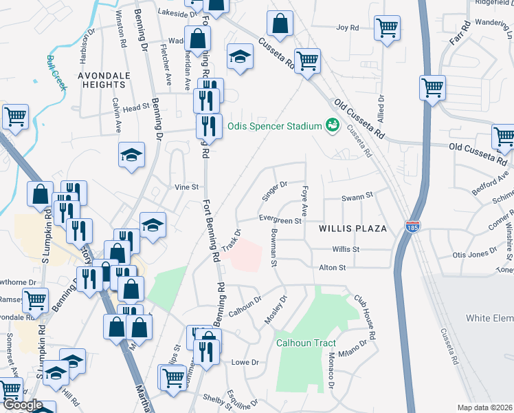 map of restaurants, bars, coffee shops, grocery stores, and more near 3938 Trask Drive in Columbus