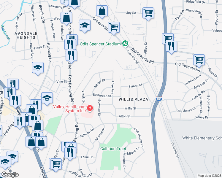 map of restaurants, bars, coffee shops, grocery stores, and more near 4038 Bowman Street in Columbus