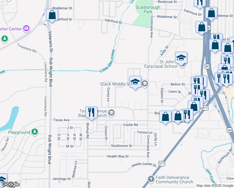 map of restaurants, bars, coffee shops, grocery stores, and more near 1673 Chachalaca Lane in Abilene