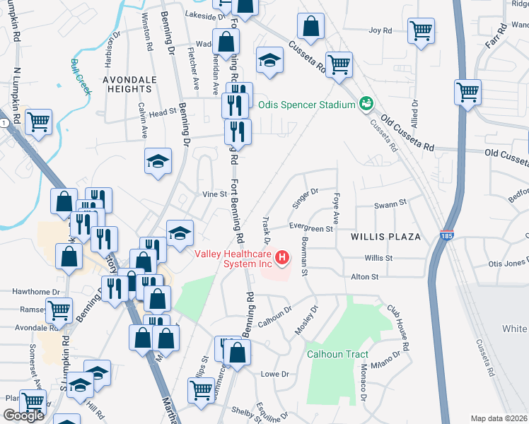 map of restaurants, bars, coffee shops, grocery stores, and more near 3917 Trask Drive in Columbus