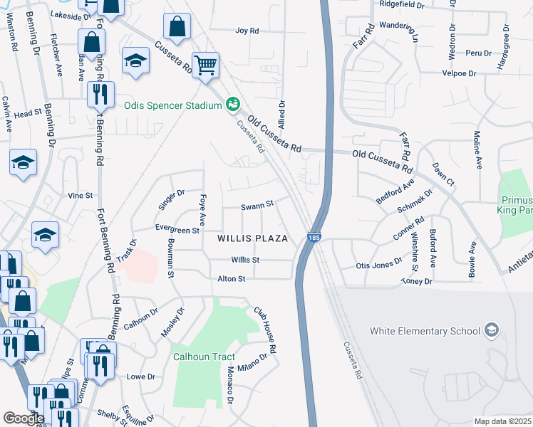 map of restaurants, bars, coffee shops, grocery stores, and more near 1460 Brazil Avenue in Columbus