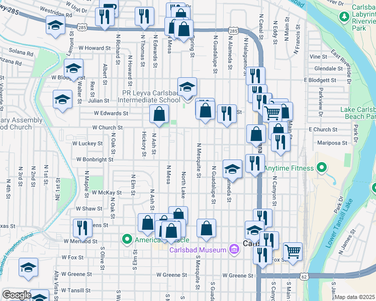 map of restaurants, bars, coffee shops, grocery stores, and more near 610 North Lake in Carlsbad