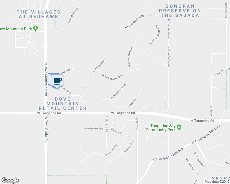 map of restaurants, bars, coffee shops, grocery stores, and more near 12093 North Golden Mirror Drive in Marana