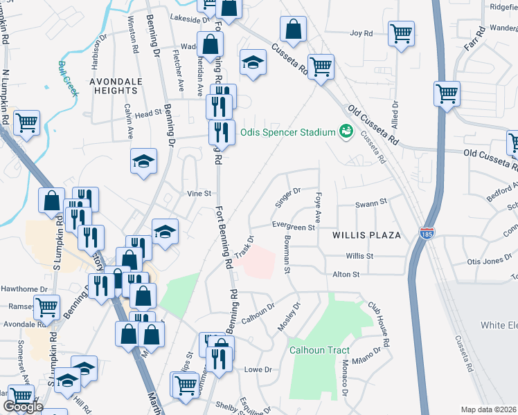 map of restaurants, bars, coffee shops, grocery stores, and more near 3938 Trask Drive in Columbus