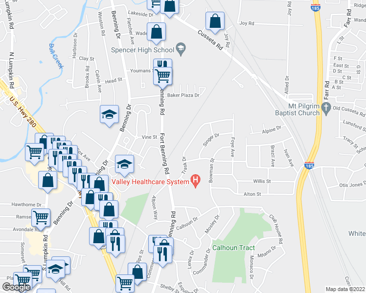 map of restaurants, bars, coffee shops, grocery stores, and more near 3927 Trask Drive in Columbus