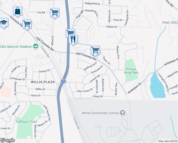 map of restaurants, bars, coffee shops, grocery stores, and more near 1275 Schimek Drive in Columbus