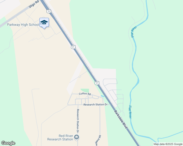 map of restaurants, bars, coffee shops, grocery stores, and more near 6507 Barksdale Boulevard in Bossier City
