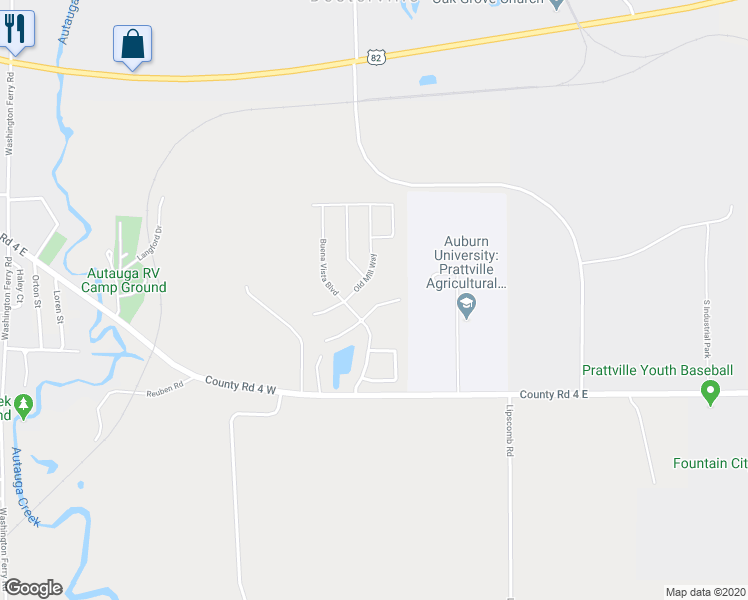 map of restaurants, bars, coffee shops, grocery stores, and more near 629 Vintage Way in Prattville