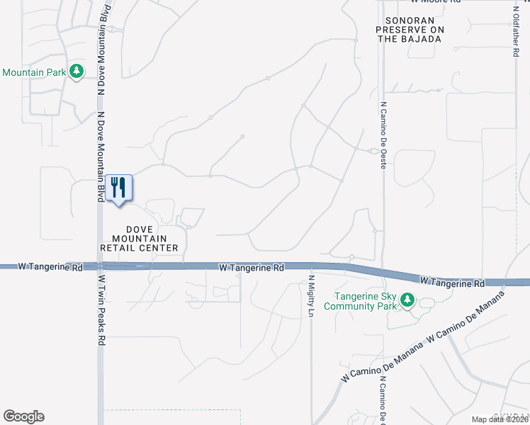 map of restaurants, bars, coffee shops, grocery stores, and more near 12093 North Golden Mirror Drive in Marana