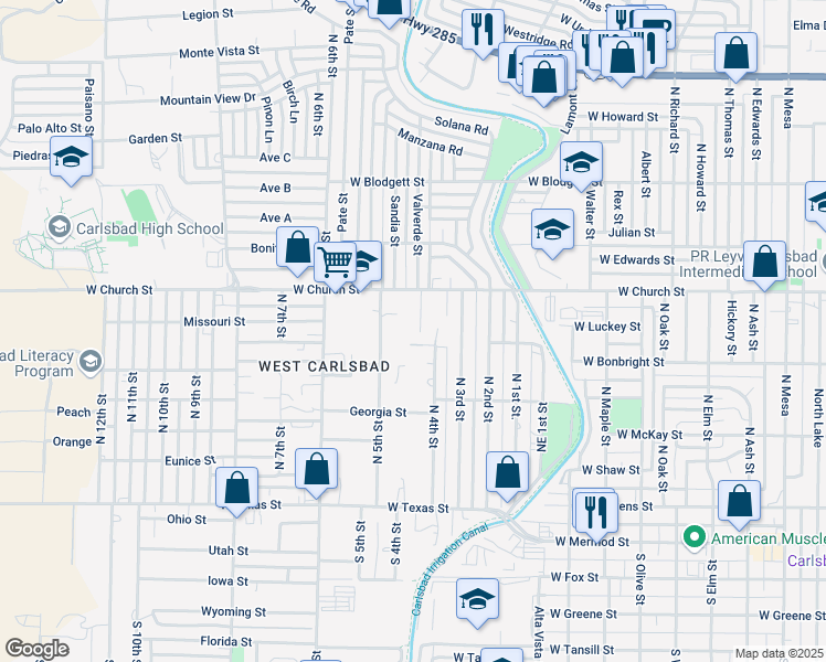 map of restaurants, bars, coffee shops, grocery stores, and more near 703 Tierra Del Sol in Carlsbad