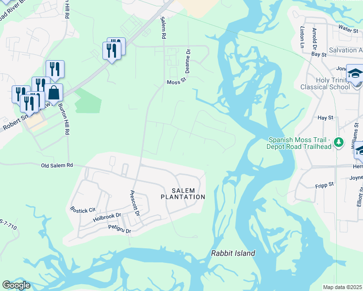 map of restaurants, bars, coffee shops, grocery stores, and more near in Beaufort