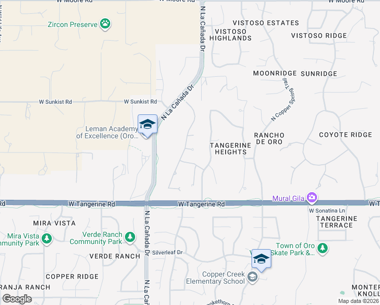 map of restaurants, bars, coffee shops, grocery stores, and more near 1266 West Portico Drive in Oro Valley