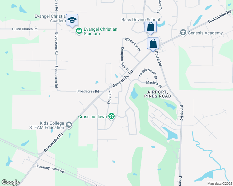 map of restaurants, bars, coffee shops, grocery stores, and more near 7902 Hobbs Drive in Shreveport