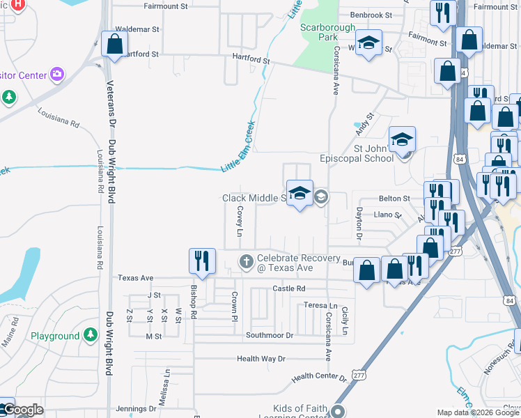 map of restaurants, bars, coffee shops, grocery stores, and more near 1649 Chachalaca Lane in Abilene
