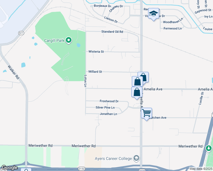 map of restaurants, bars, coffee shops, grocery stores, and more near 2920 Amelia Avenue in Shreveport