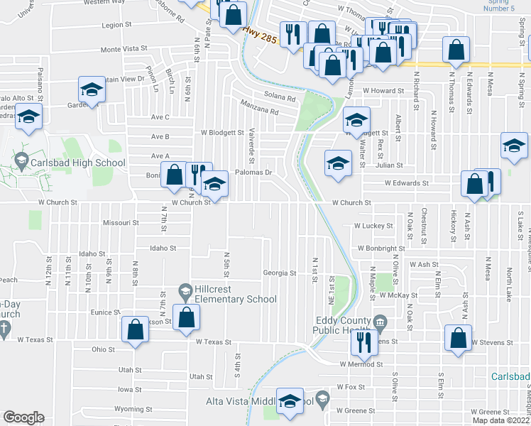 map of restaurants, bars, coffee shops, grocery stores, and more near 707 Los Arboles in Carlsbad