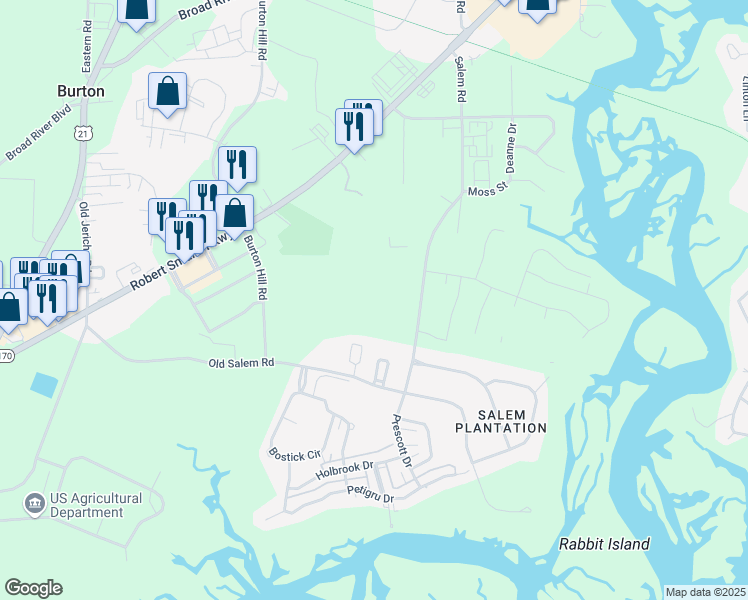 map of restaurants, bars, coffee shops, grocery stores, and more near in Beaufort