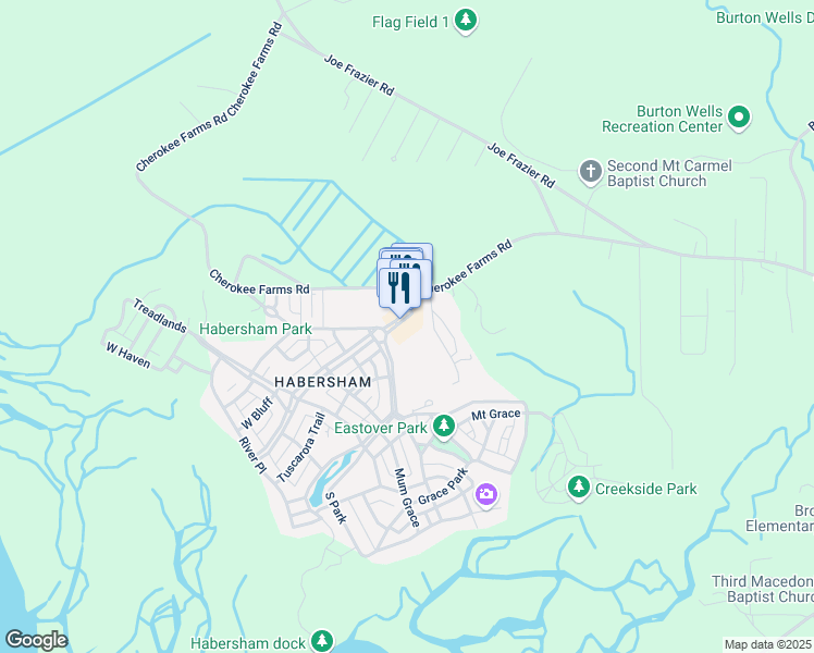 map of restaurants, bars, coffee shops, grocery stores, and more near 10A Market in Beaufort
