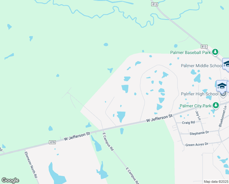 map of restaurants, bars, coffee shops, grocery stores, and more near 106 Coffee Road in Palmer