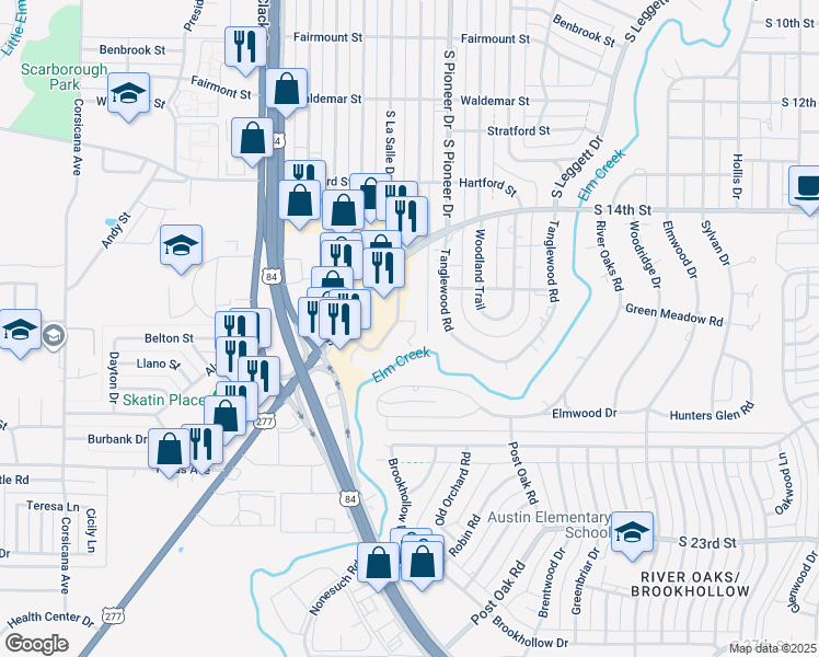 map of restaurants, bars, coffee shops, grocery stores, and more near 34 Rue Maison in Abilene