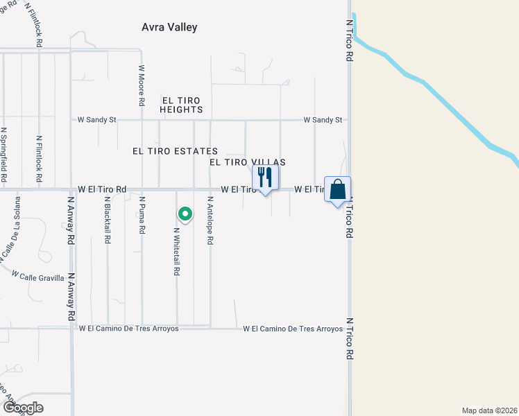 map of restaurants, bars, coffee shops, grocery stores, and more near 16055 West El Tiro Road in Marana