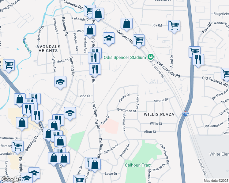 map of restaurants, bars, coffee shops, grocery stores, and more near 3973 Trask Drive in Columbus