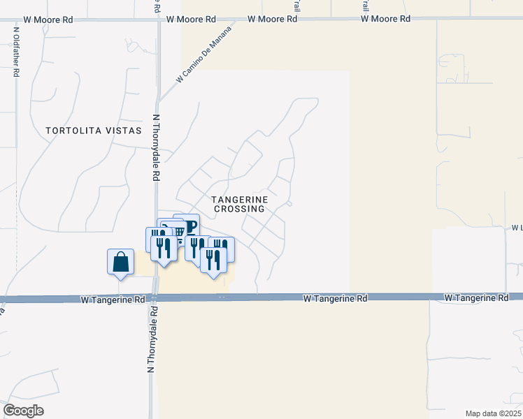 map of restaurants, bars, coffee shops, grocery stores, and more near 3465 West Wing Tip Drive in Marana