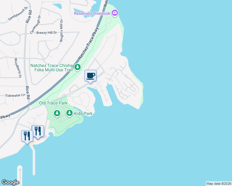 map of restaurants, bars, coffee shops, grocery stores, and more near 415 Bay Cove in Ridgeland