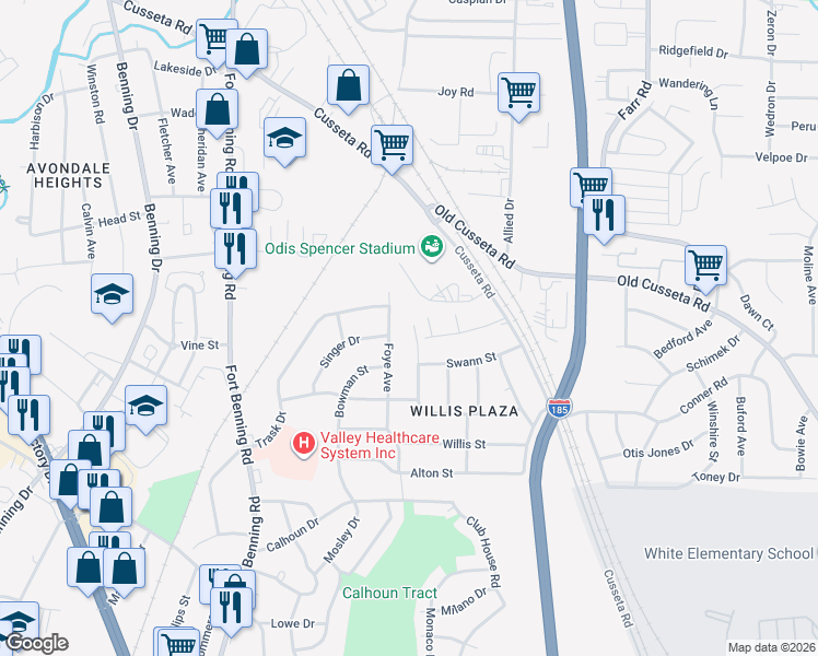 map of restaurants, bars, coffee shops, grocery stores, and more near 1429 Brewer Avenue in Columbus