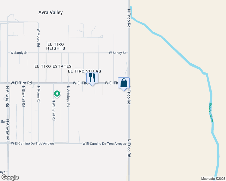 map of restaurants, bars, coffee shops, grocery stores, and more near 15881 West El Tiro Road in Marana