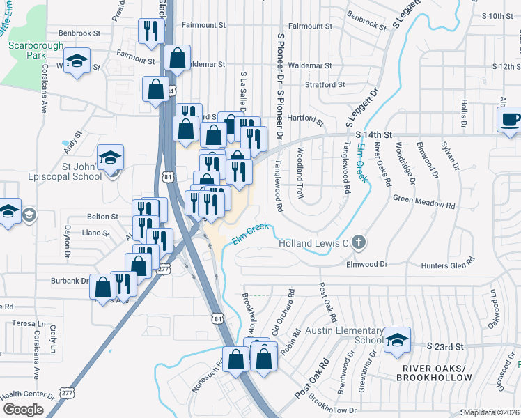 map of restaurants, bars, coffee shops, grocery stores, and more near 34 Rue Maison in Abilene