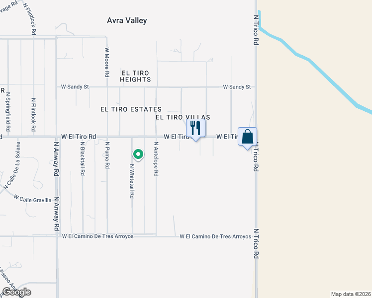map of restaurants, bars, coffee shops, grocery stores, and more near 16055 West El Tiro Road in Marana