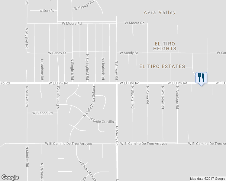 map of restaurants, bars, coffee shops, grocery stores, and more near 12335 North Anway Road in Marana
