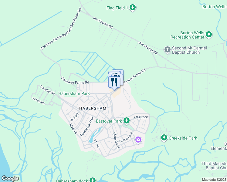 map of restaurants, bars, coffee shops, grocery stores, and more near 10A Market in Beaufort